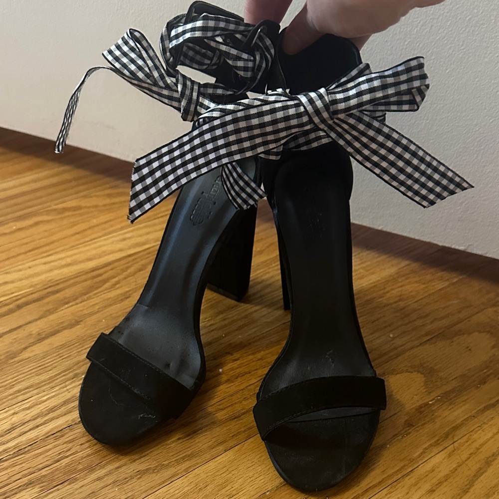 Charlotte Russe Gingham Ribbon Heels